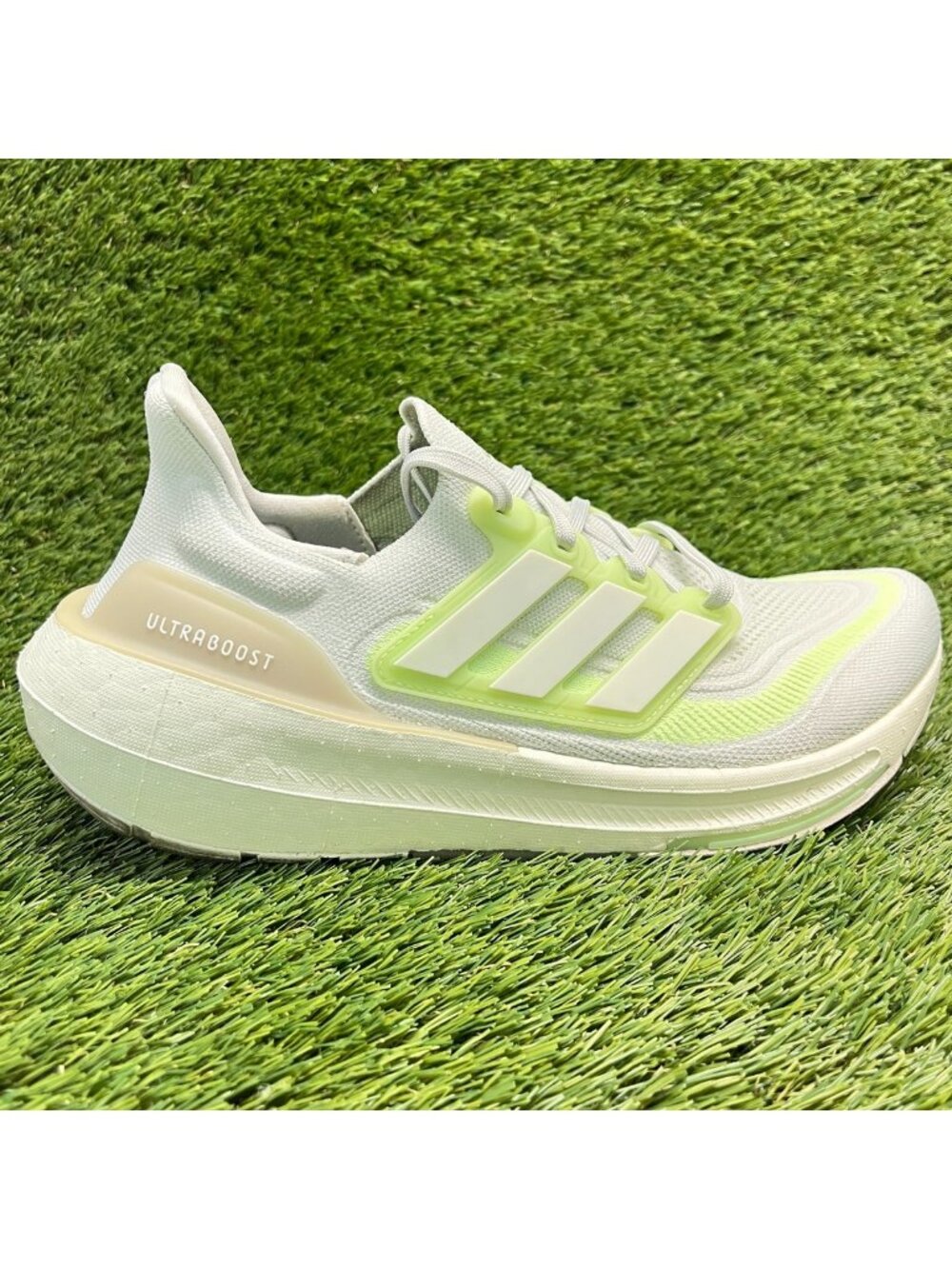 Adidas Ultraboost Light Womens Size 9.5 White Green Running Shoes Sneakers